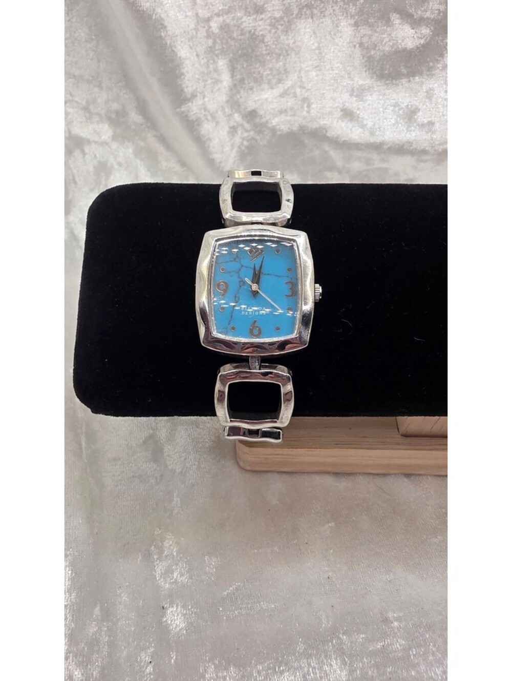 Silpada Designs Turquoise Blue Dial Watch 7.5” Working Silver Tone Bracelet